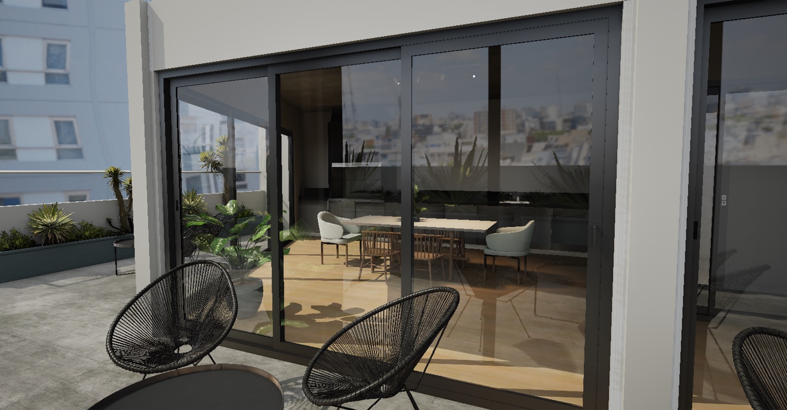Feel Palermo — SUM y terraza, vista interior